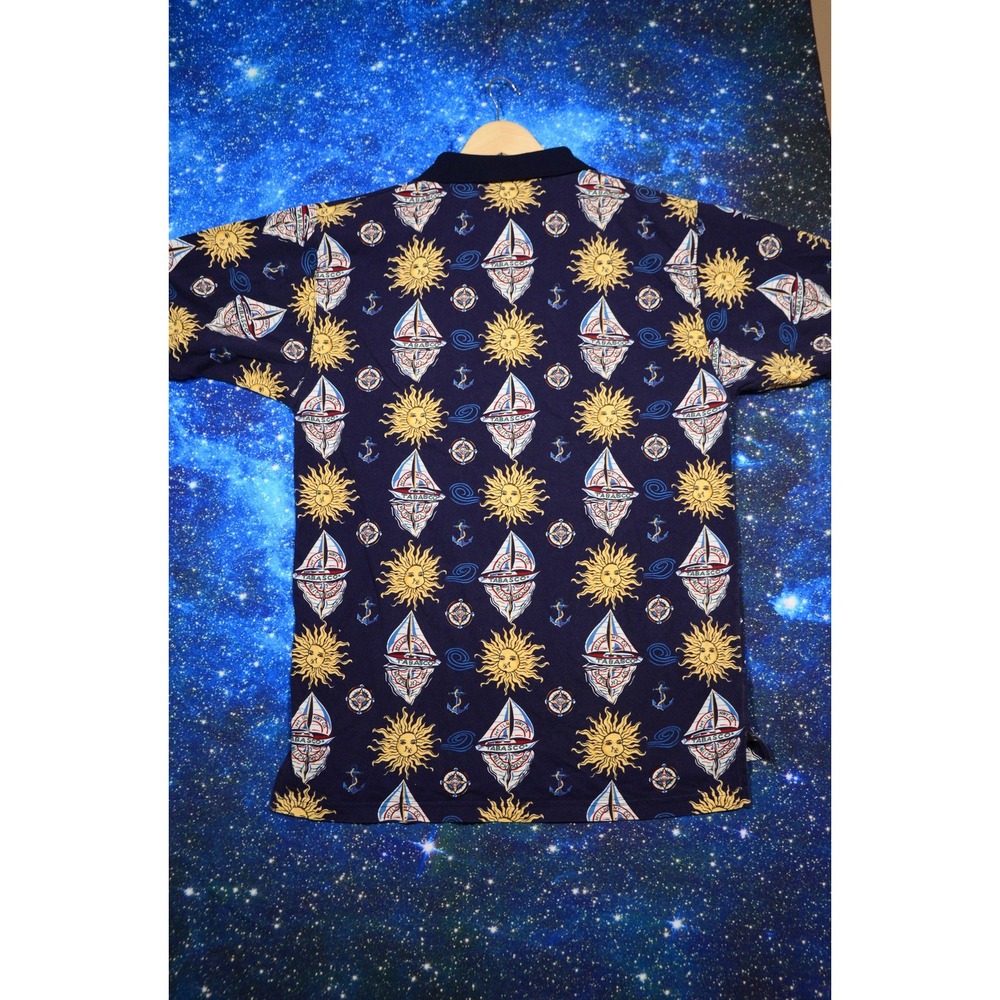 Vintage Tabasco Polo Shirt Mens XL Blue Nautical Sun Sailboat Print Graphic‎ 90s - Picture 4 of 8